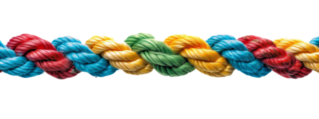 A colorful rope isolated on white transparent background, PNG File. Perfect for clipart