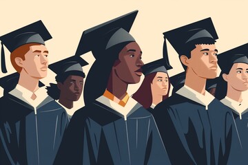 Diverse Graduates in Caps and Gowns