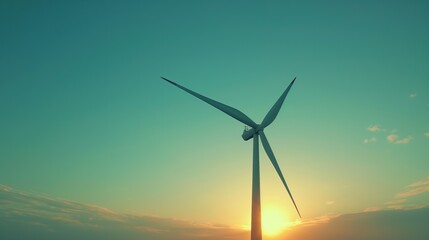 Obraz premium wind turbine at sunset