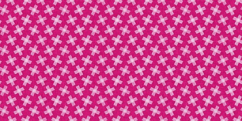 Modern motif shape abstract shape magenta pink color seamless border pattern with cloth fabric linen effect. Vibrant fresh childish design for drawn geo textile ribbon trim or washi tape