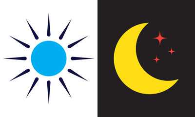 Day and night toggle line art concept. Sun and moon symbol, light and dark. Vector illustration