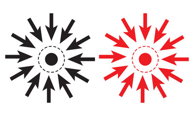 Inward arrow icon vector. Four Arrows icon sign symbol in trendy flat style. Set elements in colored icons. Arrow pointing center vector icon illustration isolated on white background