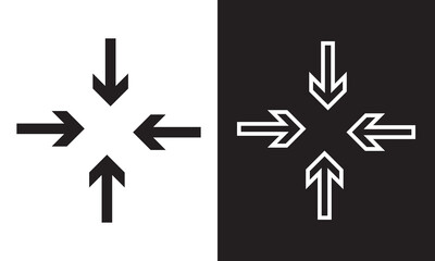 Inward arrow icon vector. Four Arrows icon sign symbol in trendy flat style. Set elements in colored icons. Arrow pointing center vector icon illustration isolated on white background