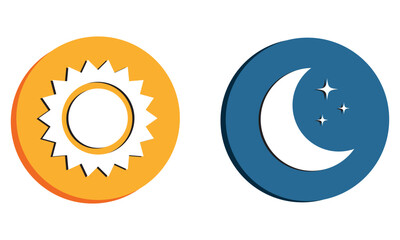 Set of time of the day icons. Sunset, sun, moon icons. Vector illustration