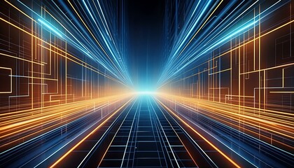 A futuristic lines background with geometric depth, featuring converging lines that form a perspective grid, creating a sense of motion and modernity.
