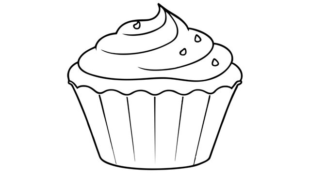 black and white cupcake with frosting clip art preview