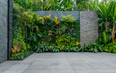 Modern Vertical Garden with Stone Accents