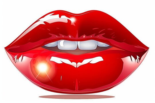 "A vibrant and glossy cartoon illustration of red lips with a playful smile, capturing a bold and cheerful expression with exaggerated details and a pop art style, Generativ AI