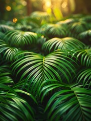 summer background with tropical palm leaves and branches