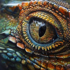 Naklejka premium Lizard close up eye portrait. Reptile animal nature photo exotic pet macro