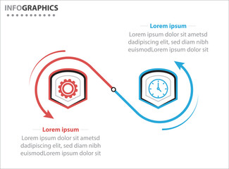 Two infographics element. Vector illustration. Vector business template for presentation. Timeline with 2 option. Vector Infographic label design template with icons and 2 options or steps.