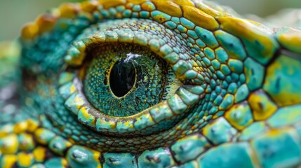 Fototapeta premium Lizard close up eye portrait. Reptile animal nature photo exotic pet macro