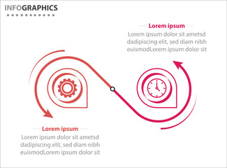 Two infographics element. Vector illustration. Vector business template for presentation. Timeline with 2 option. Vector Infographic label design template with icons and 2 options or steps.