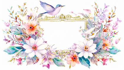 frame with flowers and birds