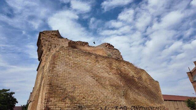 slow motion of large abandoned factory
