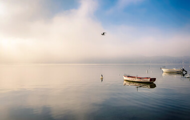 Naklejka premium boat on the lake