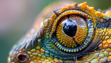 Fototapeta premium Lizard close up eye portrait. Reptile animal nature photo exotic pet macro
