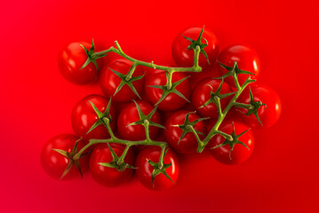 Red tomatoes on red background