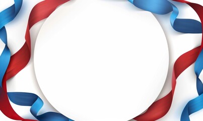 A frame made of red and blue ribbons circular composition in the center without any text Generative AI