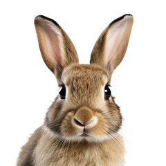 Obraz premium Close-Up Portrait Of Cute Brown Bunny Staring With Big Eyes And Soft Fur On Isolated Background