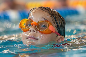A Young Swimmers Focused Gaze Underneath The Summer Sun
