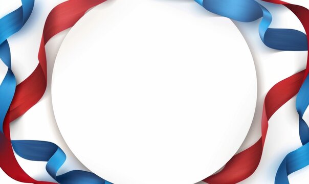A frame made of red and blue ribbons circular composition in the center without any text Generative AI