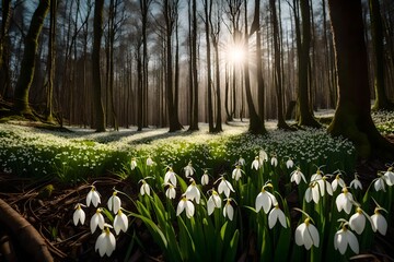 Obraz premium Leucojum vernum (spring snowflake) in spring forest