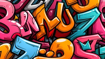 Obraz premium Vibrant seamless urban graffiti art pattern colorful tags and street murals fusion