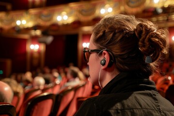 A Woman Enjoys an Evening Performance at a Grand Opera House
