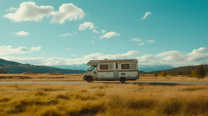 vacation motorhome in a natural landscape