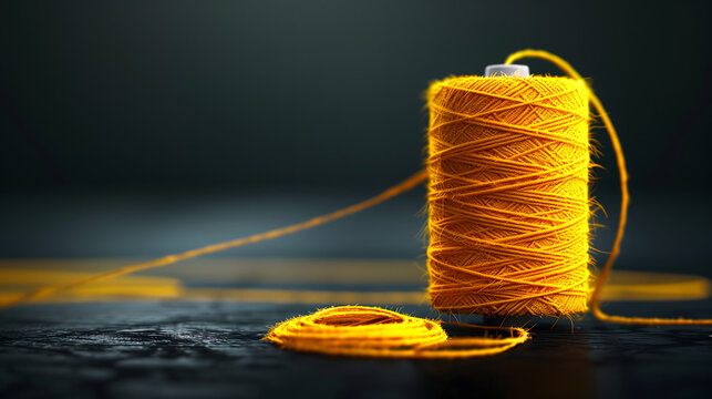 Bobinas de hilo de color amarillo