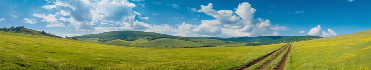 A beautiful, open field with a clear blue sky