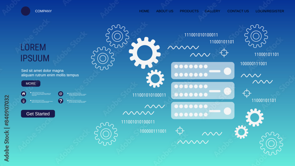 Poster modern trendy landing page vector design template. data computing concept
