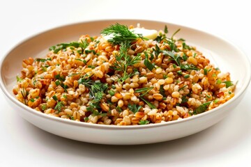 Baked Barley with Fresh Herb Garnish and Fragrant Aroma