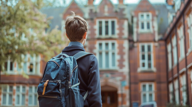 A school-age teenager carrying a backpack