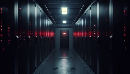 Server hallway with a sci-fi red ambiance