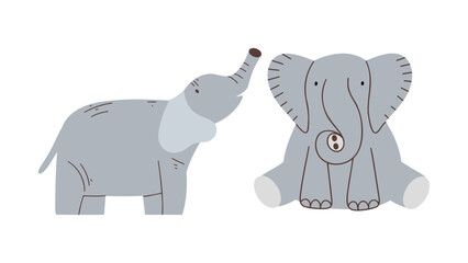 Cute elephant in flat style. Vector illustration.