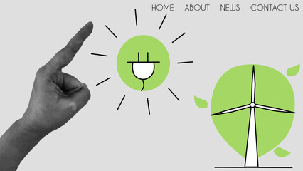 Sustainable environment banner. Retro collage. ESG concept. Vector illustration for website, landing page