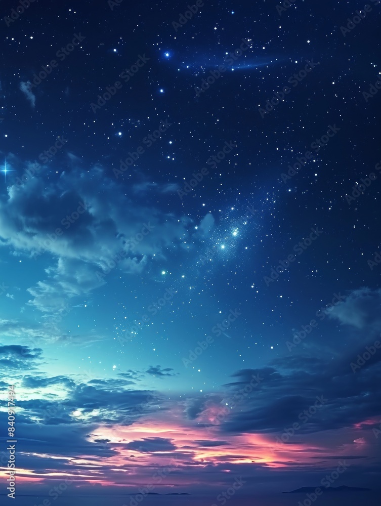 Canvas Prints sky at night with stars, clouds, blue and purple gradient, space, galaxy, observing the stars, astro