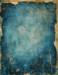 Blue Underwater Design Vintage Digital Paper l Old Grunge Texture Under Ocean Landscape Design Page l Distressed Print Under the Sea with Calm and Moody Atmosphere