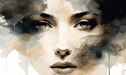 Layering techniques flat design top view detailed theme water color black and white