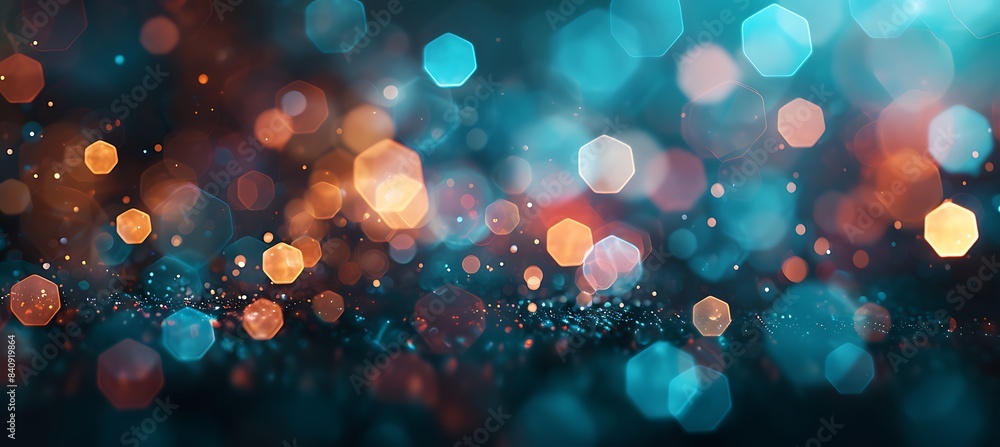 Poster dark and golden hexagonal shapes on a background banner