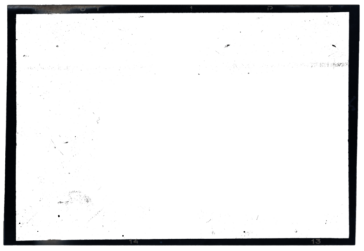 Vintage photo film frame of an old camera with  with dusts and scratches on transparent background, numbers and bezel on film.	

