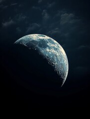 moon, earth satellite, cosmos, space, night, moon in the sky, close-up, astronomy, moon crescent, close-up, sky at night, night time, dark, planet, Generative AI