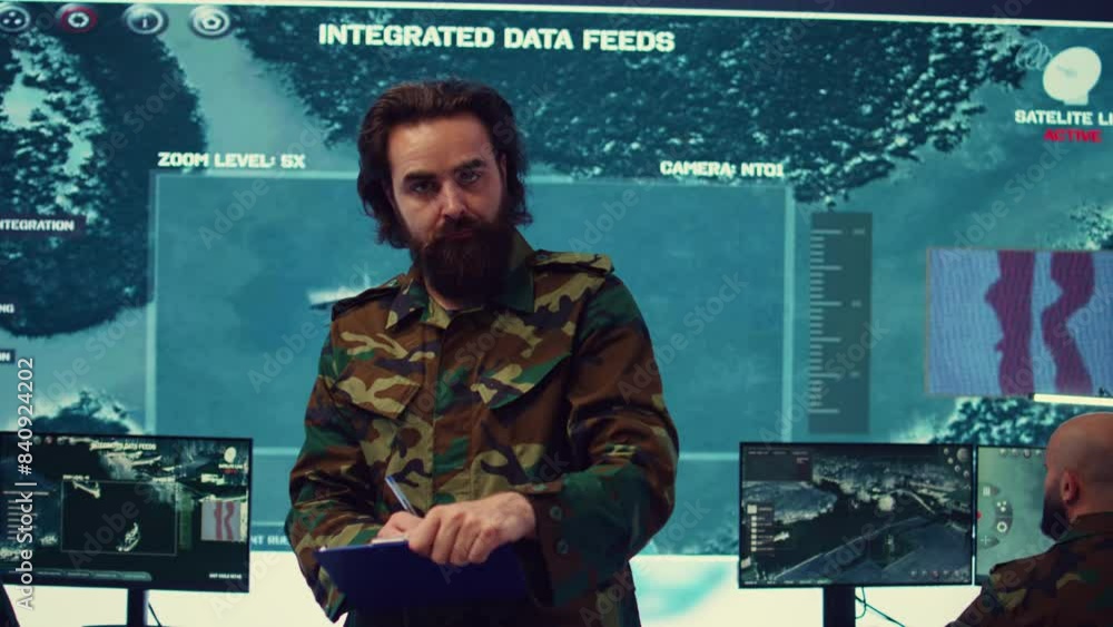 Poster officer analyzes intelligence reports to anticipate enemy movements and adjust strategies accordingl