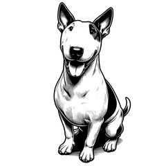 Hand drawn Bull Terrier in full-body, vector sketch isolated on white background.	