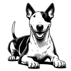 Obraz premium Hand drawn Bull Terrier in full-body, vector sketch isolated on white background. 