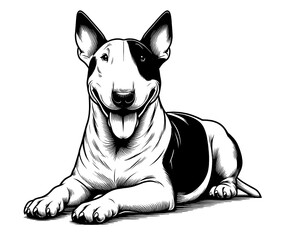 Hand drawn Bull Terrier in full-body, vector sketch isolated on white background.	