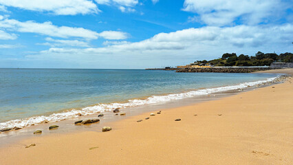 beautiful sandy shore and sea on a summer sunny day
