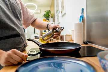 Chef at the kitchen preparing quesadillas with tofu and sweet corn